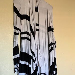 Black and white striped cardigan